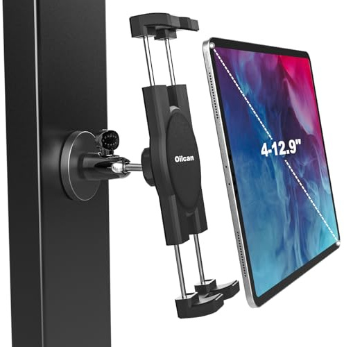 Support Aimant Tablette, Support Tablette Magnétique à Base Métallique | pour Frigo /Chariot Elévateur/ Chariot Golf [Durable & Aimant Puissant] pour iPad Pro Air Mini, Téléphone, Galaxy, 4-12.9