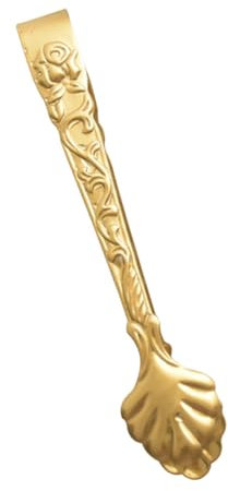 Cabilock Embossed Rose Pattern Sugar Cube Tong and Mini Ice Cube Clip Small Stainless Steel Food Tong for Coffee Shops and Home Use Golden