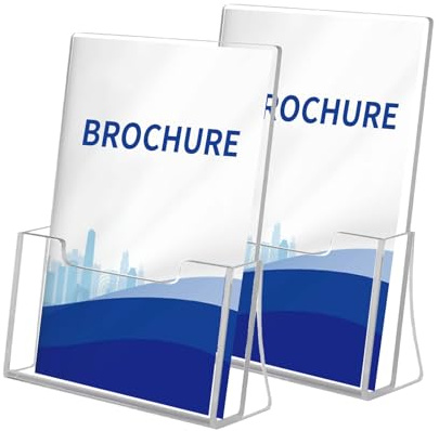 Eidoct 2 Pack A4 Clear Acrylic Leaflet Holder, A4 Brochure Dispenser Holder