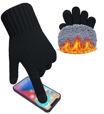 ehsbuy Guantes Invierno Hombre Termicos Lana Guantes Cálidos Pantalla Táctil Frio Running Guantes Regalo Hombre de Esquí al Aire Libre