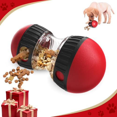 KCVV Rolling Feeder Hundespielzeug, Langlebig Hundespielzeug Intelligenz, Intelligenzspielzeug für Hunde, Slow Food Snackball Hund Zur Verbesserung der Verdauung Für Hunde Aller Größen Geeignet (Rot)