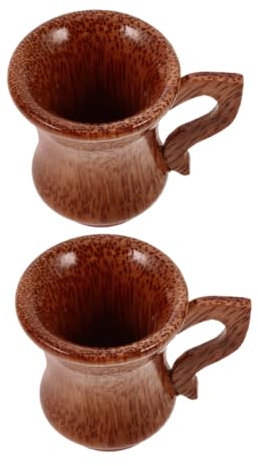 Alipis 2pcs Unique Wooden Wine Glasses Natural Grain Coconut Wood Round Rim Design Safe for Wine Tea Beer