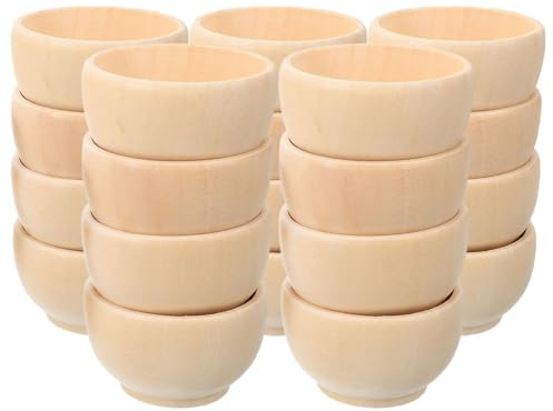 Operitacx 20pcs DIY Wooden Decor Bowls Small Wood Ornaments for Boys and Girls to Paint for Home Decoration and Craft Projects Wood Ornament Blanks