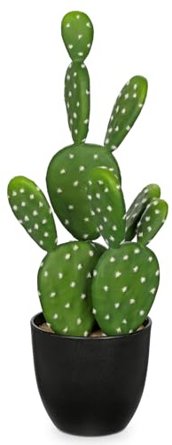 Oairse Artificial Cactus Plants in Pot 42cm Faux Cactus Plants Indoor Fake Prickly Pear Cacti Succulents Plants Artificial Plant Indoor with Pot Cactus Decorations for Home Decor Office Desk Shelf