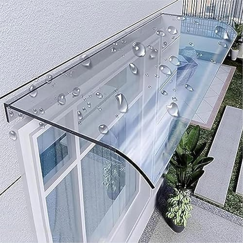 Auvent Porte D'entree 50 x 100 cm Marquise de Porte Exterieur en Polycarbonate Moderne,Marquise de Porte Exterieur Transparent Porte Toit Abri Protection Contre La Pluie et UV