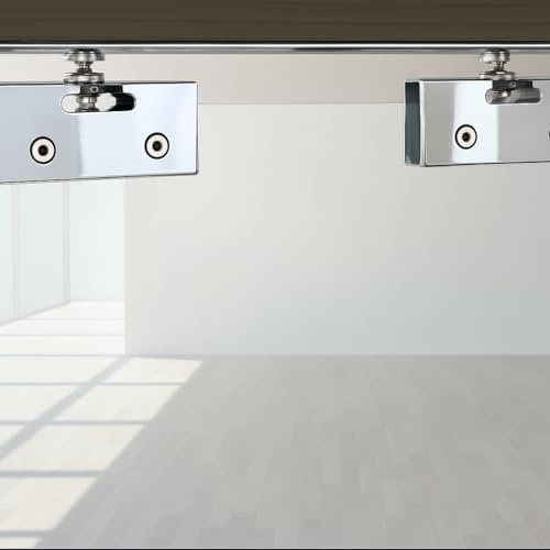 Kit Sistema Scorrevole per Porta in Vetro – Attacco a Soffitto, Portata 80 kg, Spessore Vetro 4-12 mm – Cromo Lucido (Cromo Lucido, 200cm)