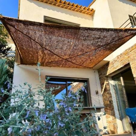 VDC Vela sombreo Fibra de Coco/Toldo Vela/Tela de sombro/Malla de sombreo/Jardin/Patio/terrasa /100% Naturales y ecológicas/ 60% de Sombra (3X3)