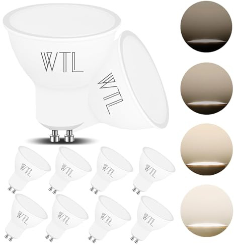 WTL GU10 LED Naturweiß Dimmbar Leuchtmittel, Scheinwerfer, 4000K 10er Pack. | GU10 LED Naturweiß Dimmbar Leuchtmittel,7W Ersetzt 70W Halogenlampen,Scheinwerfer, 120 Grad 600LM AC 220V