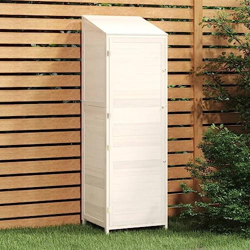 Cobertizo de jardín blanco 55 x 52 x 174,5 cm, abeto de madera maciza