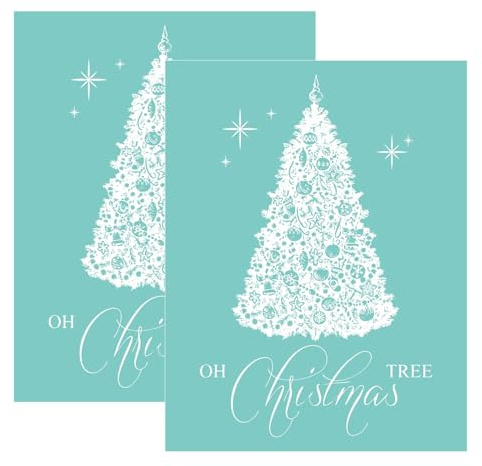 BAOFALI Siebdruck-Schablone, Oh Weihnachtsbaum, wiederverwendbar, selbstklebend, Siebdruck, Heim-Weihnachtsdekoration, Dekoration für Holz/Stoff/Wand/Tasse/Teller/Glas/Papier, 2 Stück