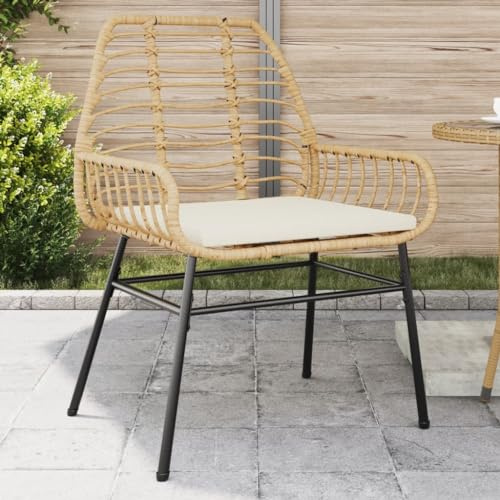 Mimdixy Outdoor Stuhl Loungesessel Balkonstuhl,Gartenstühle 2 STK. mit Kissen Braun Poly Rattan,Outdoor Gartenmöbel Für Balkon,Garten,Lounge,Kann Schnell Zusammengebaut Werden