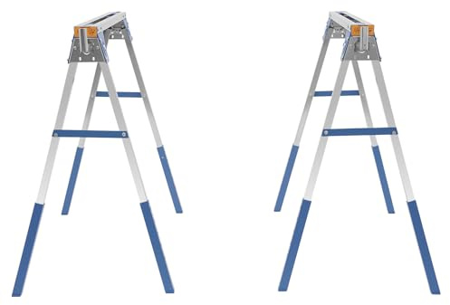 2 Pcs Work Trestle,2 Pack Folding Adjustable Sawhorse for Cutting Work, 1200 kg Load Capacity,Space Saving, for Garage, Workshop, Job Site, Contractors DIY Blue