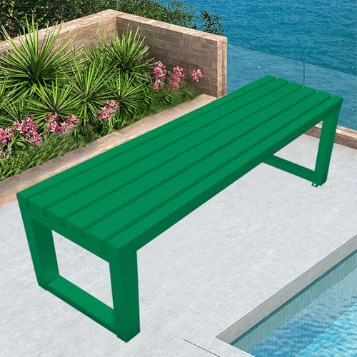 Wetterfeste Gartenbank aus Metall, für den Außenbereich, 1 m bis 1,8 m, rückenfrei, Terrassenstuhl für Hof, Eingang, Veranda, grünes Design für den Innen- und Außenbereich