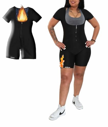 JPERLAB | Set completo di fasce ridotte da donna per favorire la sudorazione - Tuta riduttore termico con breve effetto sauna e camicetta riduttrice - Tuta con mutandina fascia riduttrice donna, Nero