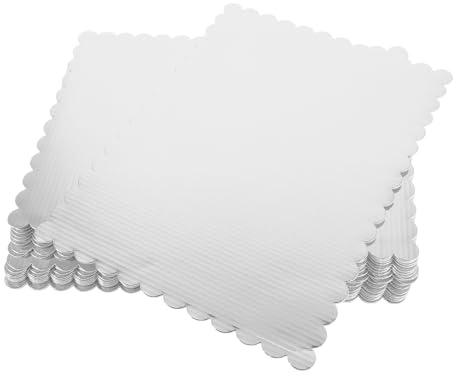 GARVALON Base per Torte Rettangolare Ondulata 10X14 Pollici in Cartone Ondulato 2 MM Spessore Set da 20 Fogli di Carta Oleata Supporto Resistente per Trasporto e Presentazione Dessert e