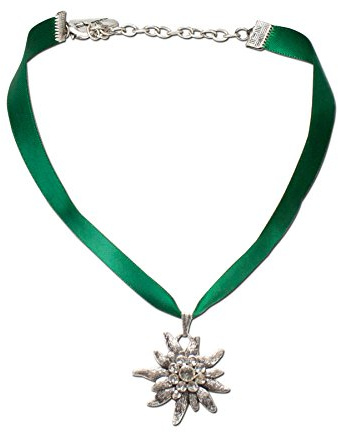 Alpenflüstern Satin-Trachtenkette Strass-Edelweiß - Damen-Trachtenschmuck Dirndlkette in traditionellen Farben DHK115