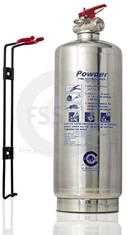 Chrome Silver Finish FSS UK Plus 2 KG ABC Dry Powder FIRE Extinguisher. CE Marked. Ideal for Homes Kitchen Workplace Offices Cars Vans Boats Warehouses GARAGES Hotels Restaurants