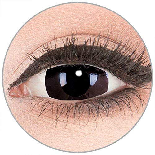 Farbige Kontaktlinsen zu Fasching Karneval Halloween in Topqualität von 'Glamlens' ohne Stärke 1 Paar Crazy Fun Mini Scleara schwarze 'Black Out' 17 mm