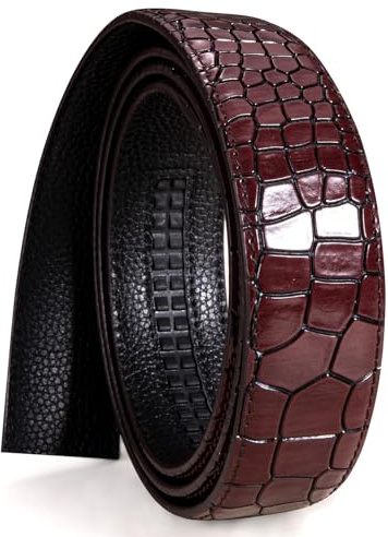 Barry.Wang Men's Fashion Belt Without Brown Ratchet Leather Belt Adjustable 35mm Width