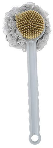 Pommeau de douche, Exfoliation au pinceau, Dose de boule de mousse de douche, Brosse de nettoyage brosse poils super doux, Brosse de bain, Utilisation sèche/humide(gris)