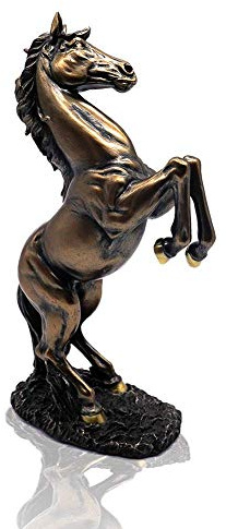 Lependor Staty för stående hästharts Fighting Horse Sculpture för heminredning Djur prydnad skulptur (Brons)