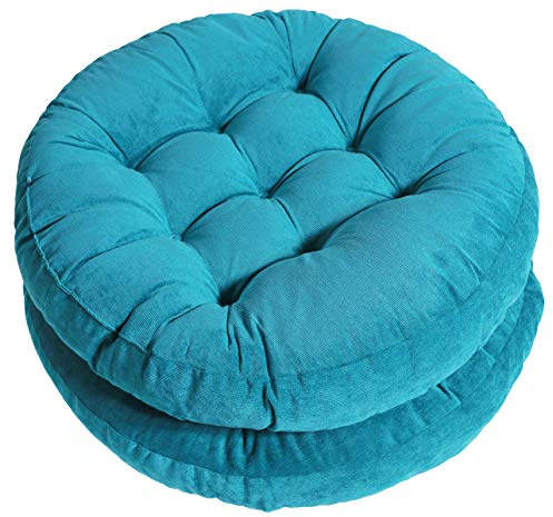 Tiita Floor Cushions Blue Seat Cushion Pillows 22x22 Round Outdoor/Indoor Windows Pad for Patio Garden Hanging Chairs Set of 2