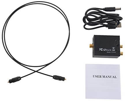 Dciustfhe Conversor de audio analógico digital para altavoz, decodificador, cable de fibra óptica, señal coaxial a audio analógico de 3,5 mm 2 *