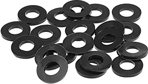 TERF® M12 schwarze Nylon-Unterlegscheiben M12 / 12 mm ID (Loch) x 24 mm OD x 2,5 mm Dicke, flache Nylon-Unterlegscheiben – 25 Stück