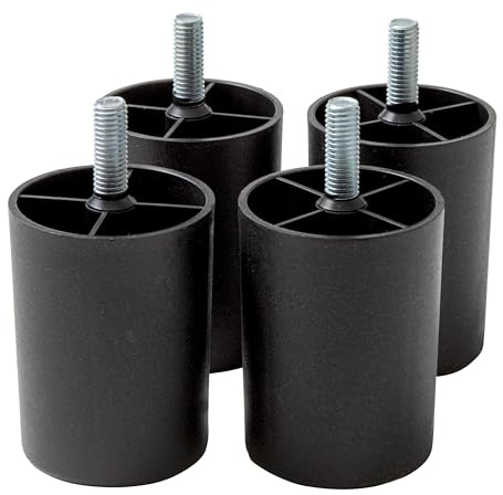 IPEA 4 x Möbelfüße aus Kunststoff – Höhe 60 mm – Set mit 4 Füßen mit Schraube für Sessel und Schränke – Beine – Farbe Schwarz – Höhe 6 cm