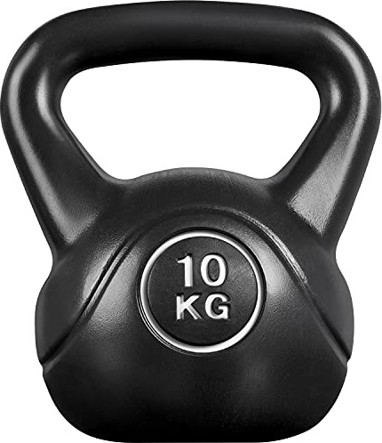 Costoffs Kettlebell 10kg with HDPE Shell for Home Workouts, Black | Colour-Coded for Easy Weight Id, Cement-Filled for Solid Feel, Wide Ergonomic Grip, Swings & Presses