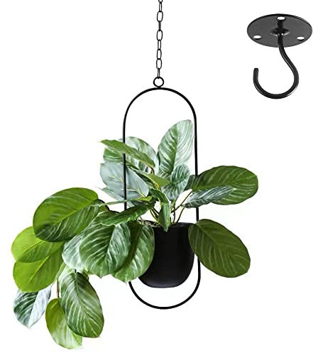 VDYXEW Metall Hängend Blumentopf ，Hängender Dekorationstopf Metall Schwarzer Bolo Blumenampel Decke hängender Übertopf für Zimmerpflanzen, Sukkulenten, Luftpflanzen (Schwarz-1 Pack)