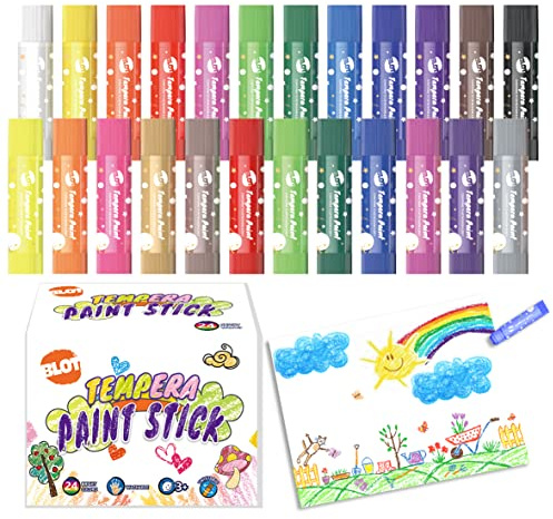 BLOT Tempere Solide Stick 24 Colori Set Tempere Colori Non Tossici Lavabili per Carta Vetro Cartone Vasi Bambini