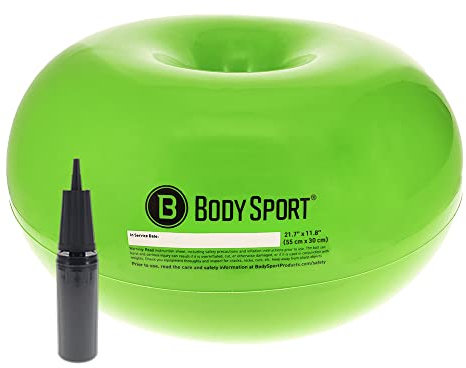 Body Sport munkboll, grön, 53 cm. 11,8 tum – Hållbar, uppblåsbar träningsboll för balans- och stabilitetsträning, yoga och pilatesträning – använd i hem, kontor, gym eller klassrum
