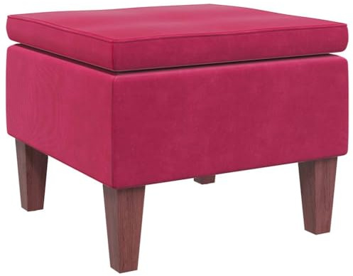 vidaXL Hocker, Sitzhocker Fußhocker mit Holzbeinen, Polsterhocker Fußbank für Wohnzimmer Schlafzimmer Flur, Fußstütze Ottomane, Modern, Weinrot Samt