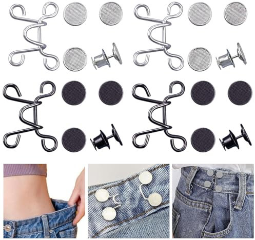 Dtoterul Knopf für Hosen 4 Stück 32mm Nagelfreie Taillenschnalle Einstellbar Kein Nähen knöpfe Jeansknopf Verstellbare Taillen Schnallen Jeans sofortige Knöpfe für Jeans Hosen Dichtheitseinstellung