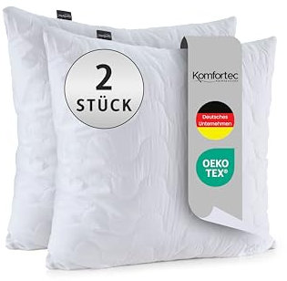 Komfortec Juego de 2 Almohadas de Microfibra de 80 x 80 cm con Relleno de 1000 g