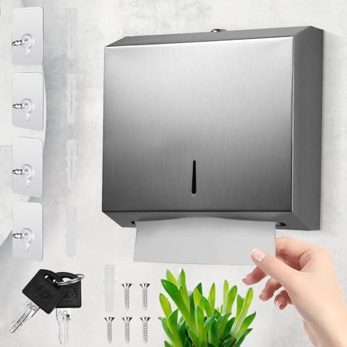 LANSKYLAN Dispenser Carta Asciugamani in Acciaio Inossidabile Dispenser Salviette Bagno da Muro Z/V Erogatori per Asciugamani di Carta Dispenser Carta Mani da Muro Può Contenere 250 Fino a 400 Fogli