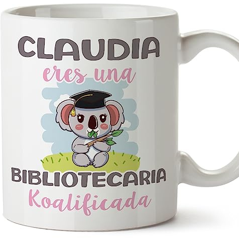 MUGFFINS Tazas Personalizadas para BIBLIOTECARIA - En Español - Koalificados Personalizados - 11 oz / 330 ml - Regalo Personalizable original y divertido