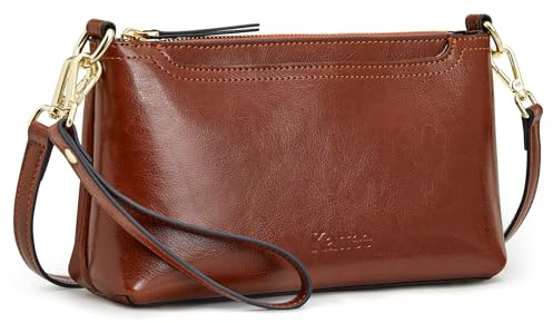 Kattee Leder-Umhängetaschen für Damen Trendige kleine Schulter-Geldbörsen und Handtaschen Wristlet-Clutch-Geldbörse mit 2 Riemen