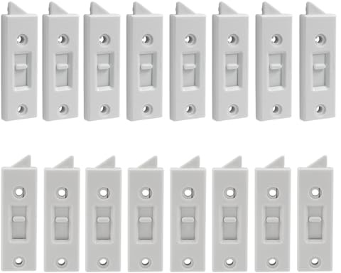 Kyuionty Window Latch Locks Replacement Window Parts and Hardware, Plastic Spring Loaded Sliding Window Tilt Latch for Home Window Accessories, Pack of 16 (White)