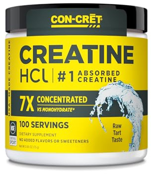 CON-CRET Creatine HCl Powder | Muscle, Cognitive, Cellular Energy Support | No Bloating or Cramps | USA Made & NSF Certified | Unflavored (100 Serving)