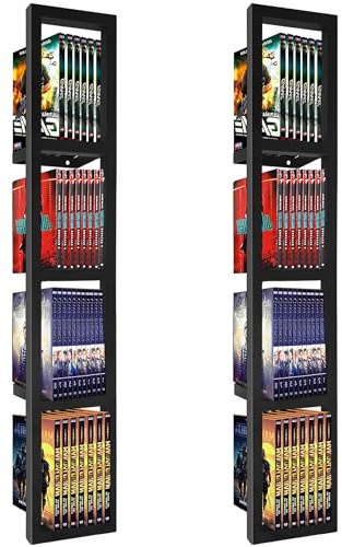 Royxen DVD-Regal, schwimmend, Metall, 86,4 cm, DVD-Aufbewahrungsregale, Wandmontage, Schwarz, 2 Stück