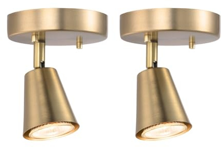 CRAFTRONOS 1-Light Track Light Modern Ceiling Spotlights with Matte Brass,2 Packs Adjustable Wall Mount Directional Spot Lights for Bedroom Living Room Hallway Kitchen