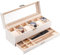 Procase Boite a Montre à 2 Niveaux, 6 Emplacements avec Coussins pour Montres, 2ème Compartiment pour des Petits Bijoux Accessoire, avec Couvercle en Verre -Blanc