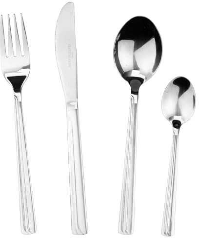 KARL HAUSMANN Set Posate 6 Persone, 24 Pezzi in Acciaio Inox 18/0 – Servizio Posate con Coltelli Forchette Cucchiai e Cucchiaini, Finitura Lucida, Lavabili in Lavastoviglie