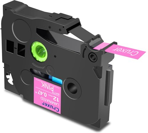Cruxer 1er-Packung Kompatibel für Brother P-touch TZe-MQP35 Matt Pink Laminierte Bänder，Weiß auf Rosa 0,47'' 12mm x 5m Schriftband Ersatz für Brother PT-H100R PT-H105 PT-H110 PT-D410 PT-E110VP