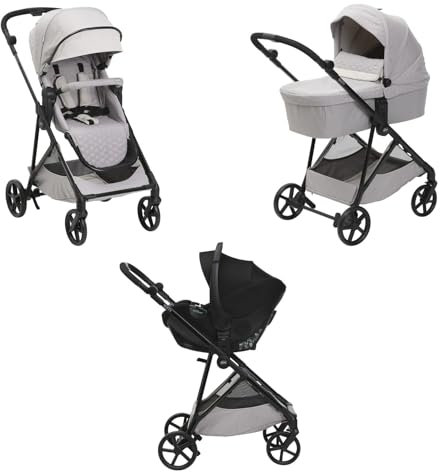 Chicco Trio Seety, Comprende Passeggino Seety con Telaio Ultraleggero, Navicella Ampia e Imbottita e Seggiolino Auto Kory Essential I-Size, Sistema Modulare Leggero e Compatto, 0 Mesi - 4 Anni, Beige
