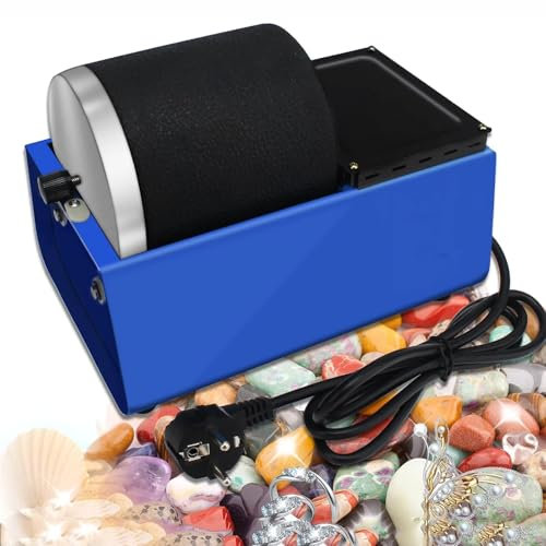 YZHYYDS Electric Rock Tumbler Machine, Gemstones Polisher, Rock Tumbler Kit with Leakproof Rubber Barrel and Durable Motor, Running Silently, Settings Easily, for Crystals, Stone, Glass, Metal