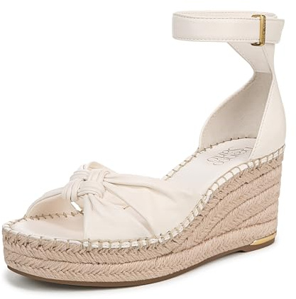 Franco Sarto Womens Clementine Espadrille Wedge Sandal Cream White Leather 8.5 M