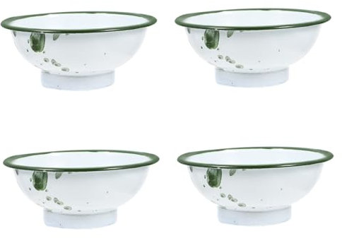 Cabilock 4stücke Emaille-schüssel Aufbewahrungsschüssel Für Lebensmittel Futterschüssel Rutschfester Boden Hochwertiges Emaillematerial Großer Fassungsvermögen Retro-design Zum Waschen Von